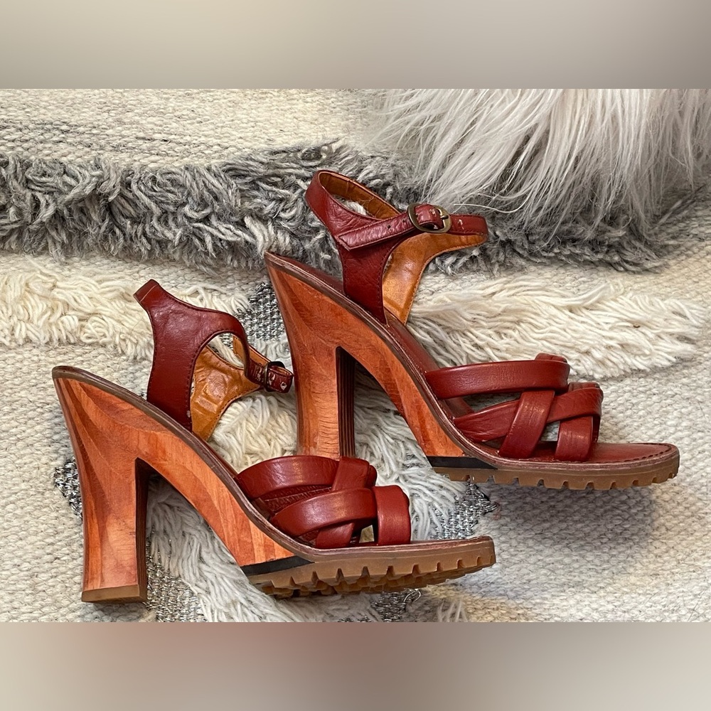 70’s Brazilian Platform Heels/ Braided Leather/Footworks Brasil/ Fits Size 6.5-7 - Picture 6 of 16